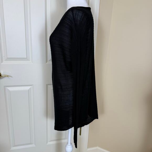 Eileen Fisher Black Tencel Long Sleeve Asymmetrical Hem Top Size M - Picture 4 of 9